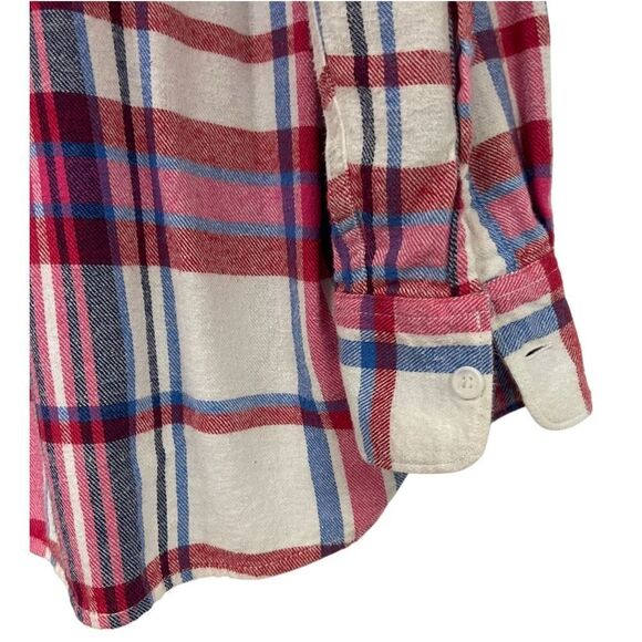 WOOLRICH Women’s Flannel Button Shirt XL Red Blue Plaid Soft Long Sleeve Pockets - Picture 5 of 8